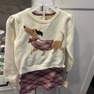 Girls dachshund doxie Dog Sweater and skirt 5/6 nwt